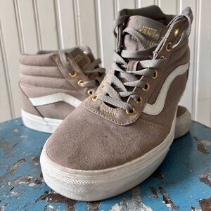 Vans Gray High-Top Sneakers with Gold Eyelets